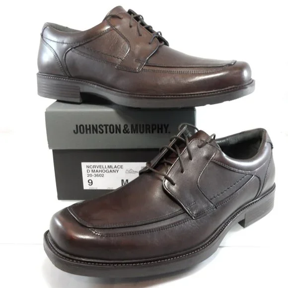 🎁FATHERS DAY Johnston & Murphy Norwell Moc Lace-up Mahogany Leather Oxford 9 - Picture 4 of 9